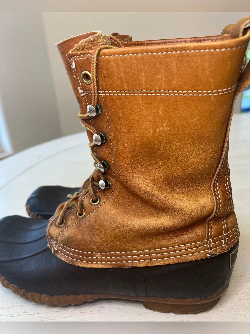 L.L. Bean Brown Leather Lace-Up Duck Boots